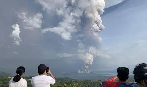 13 January - Lava and broad columns of ash illuminated by lightning shot from an erupting volcano south of the Philippine capital on Monday, grounding hundreds of flights amid an alert for a possible "explosive eruption". Source:  https://amp.france24.com/en/20200113-philippines-on-alert-as-taal-volcano-spews-ash-lava