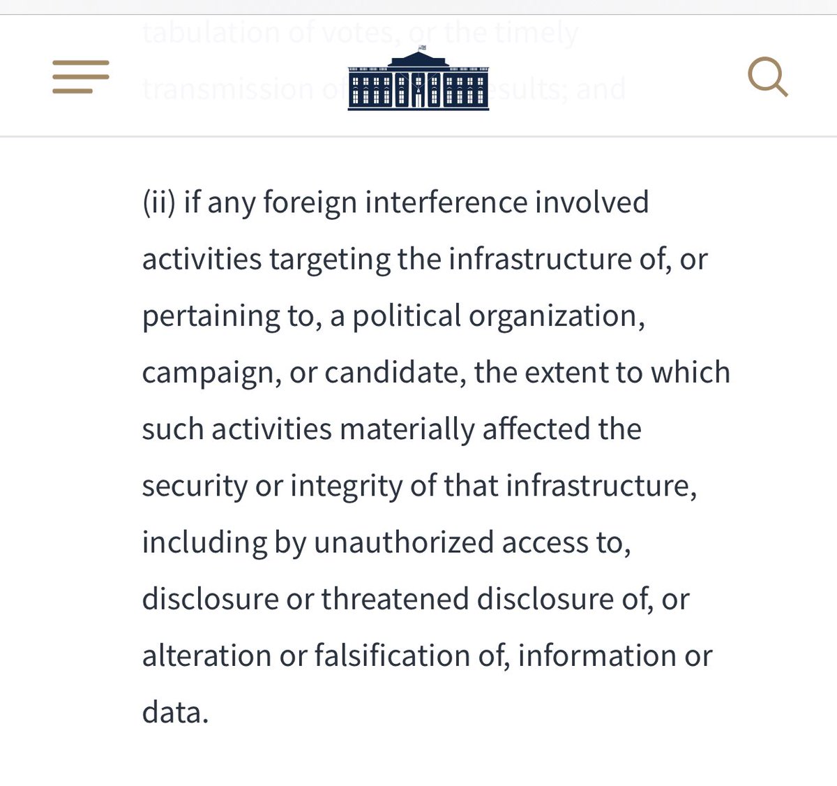 Evidence supports enactment of EO 13848—Executive Order on Imposing Certain Sanctions in the Event of Foreign Interference in a United States ElectionFOREIGN POLICYIssued on: September 12, 2018 https://www.whitehouse.gov/presidential-actions/executive-order-imposing-certain-sanctions-event-foreign-interference-united-states-election/