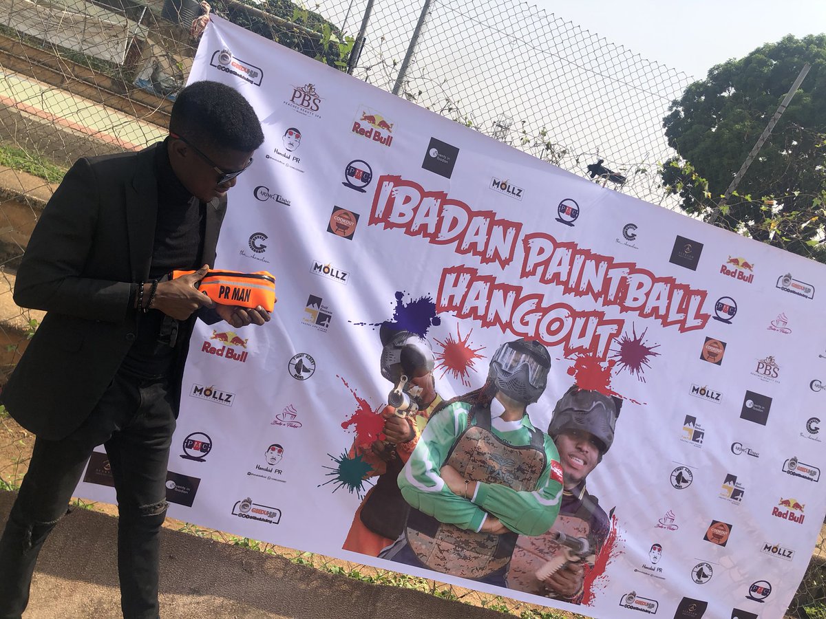 damioladehin's tweet photo. #thePRman is here. I didn’t come to play ooo. SealTeam5 with my sharp shooter @omoba_scholes live #ibadanpaintballhangout https://t.co/LRh2sjQrCv