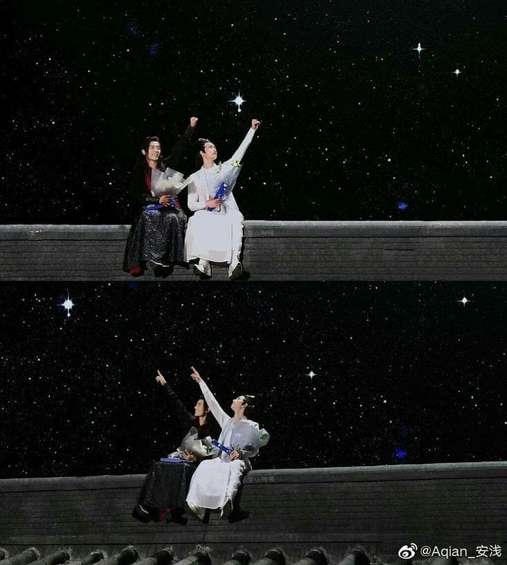 ubol_tu35's tweet photo. Tonight when the stars decorate the velvet ether,
Together we will touch the sky 💕💕💕
#theuntamed #weiwuxian #lanwangji #weiying #lanzhan #wangxian #wuji #xiaozhan #wangyibo #xiaoyibo #yizhan #cuties #loveyou #Missyou #togetherforever (Credit: @
_untamed_wangxian ) https://t.co/3B1GlTeyV3