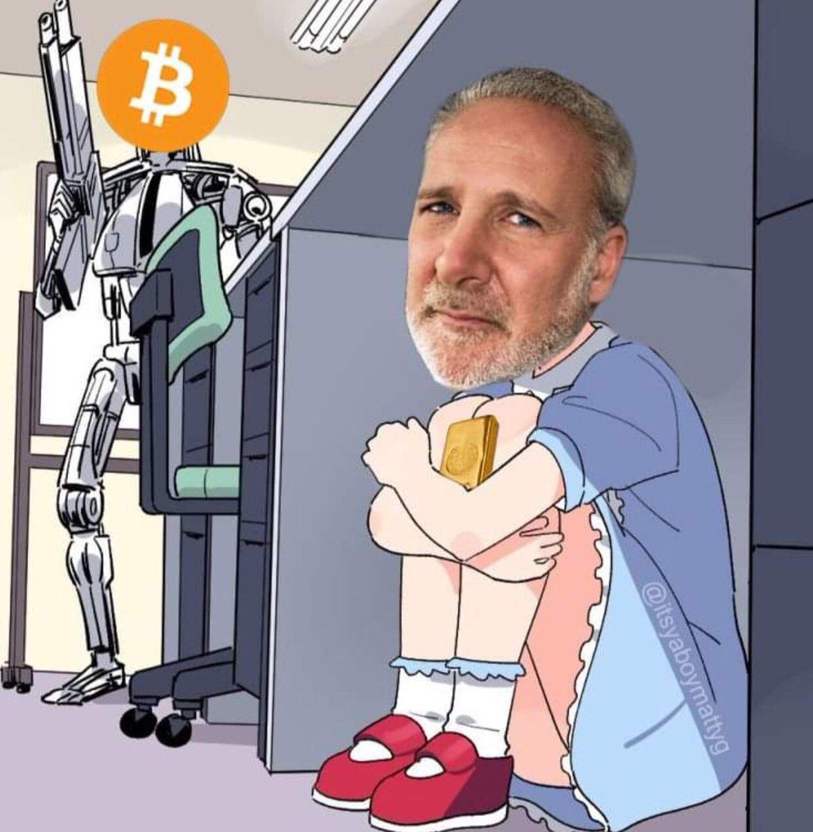 stackthosesats's tweet photo. @PeterSchiff In 100 years everyone will have forgotten gold as an obsolete store of value. They’ll be using #Bitcoin instead, sorry Pete. https://t.co/2Mki97qZJd
