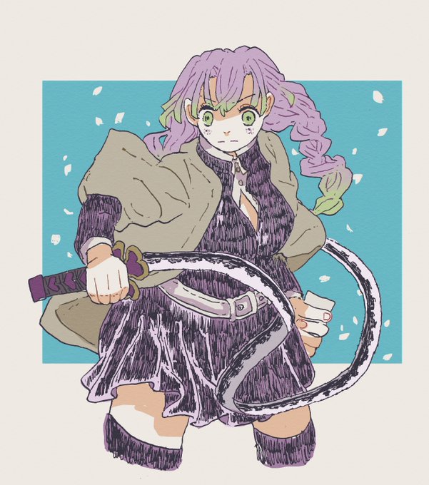 りんどうさんがTwitterに投稿した甘露寺蜜璃(鬼滅の刃)のイラスト。