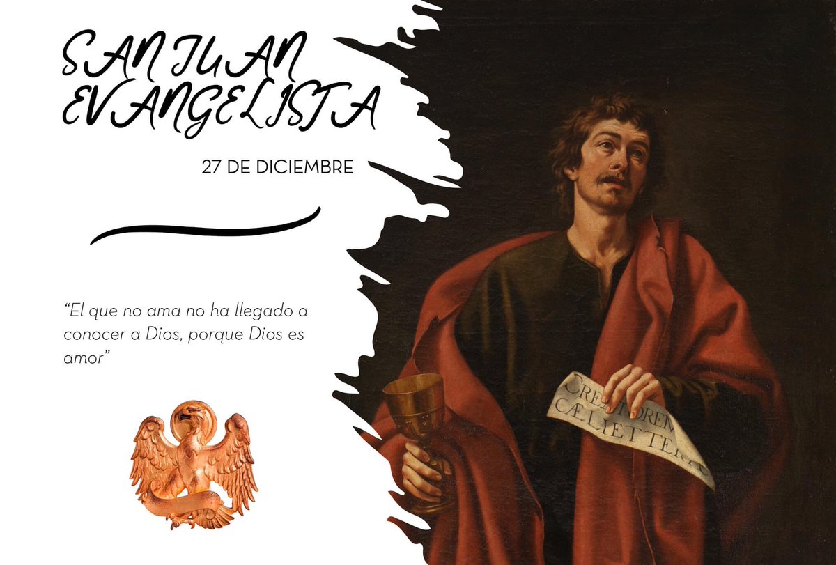 Hoy, 27 de diciembre, celebramos la festividad de San Juan Evangelista; patrón de la juventud cofrade y discípulo amado de Jesús.