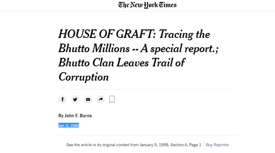 Money was paid via two offshore companies British Virgin Islands—Bomer Finances owned by Asif Zardari received $ 8.2 million.- Nassim Overseas, owned by Nasir Husain, Benazir’s brother-in-law received $3.8 million. (4/9)