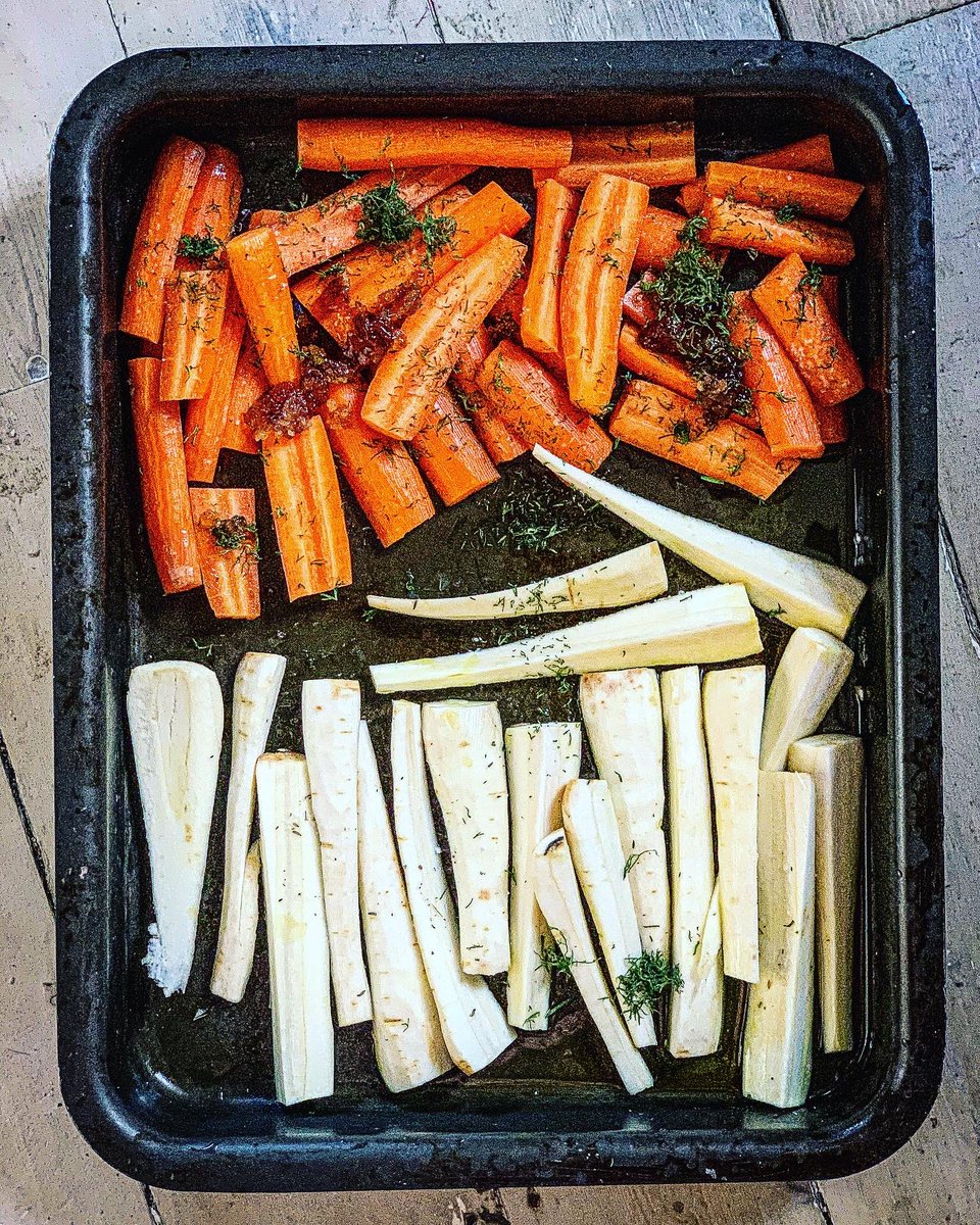 This years Xmas dinner revelation: roasting carrots in marmalade and dill. Delicious.
