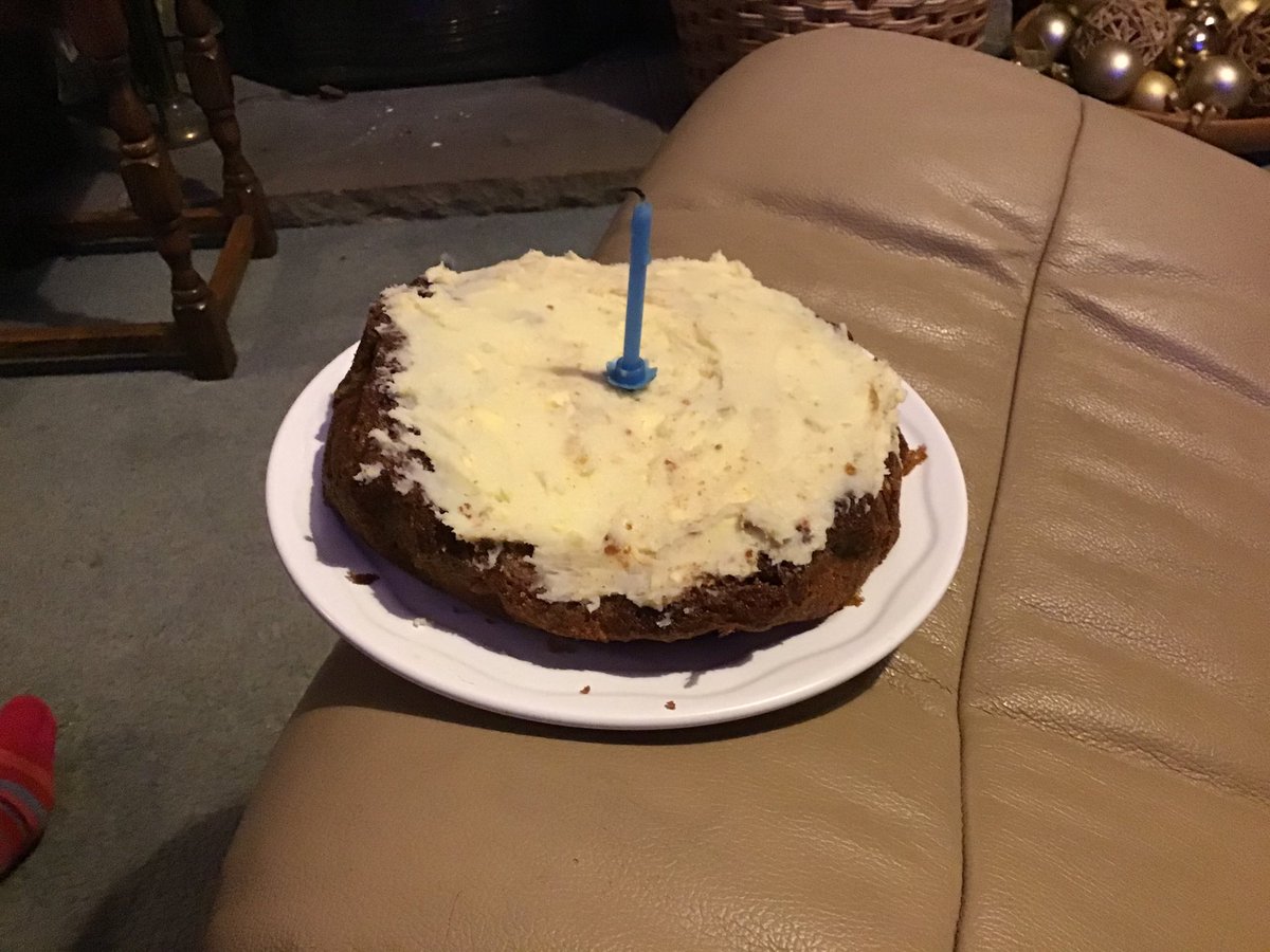 A sign of great love. My husband baked his first cake in 71 years at 4am on Boxing morning. Then he kept quiet because my daughter rang to say she had baked me a birthday cake. He produced it in the evening with apologies. It tasted fantastic!