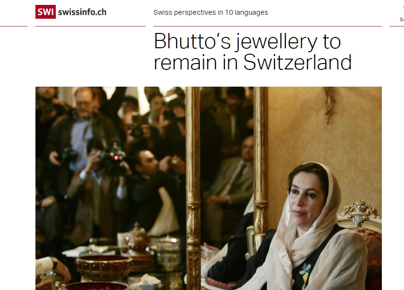 For the reference named few, Later on, in 2014 Switzerland’s Federal Court dismissed appeals for recovery of Benazir Bhutto’s diamond jewelry paid for by Asif Zardari’s offshore companies.A woman being the symbol of Liberalism, a resistance against Islamists this what she (8/9)