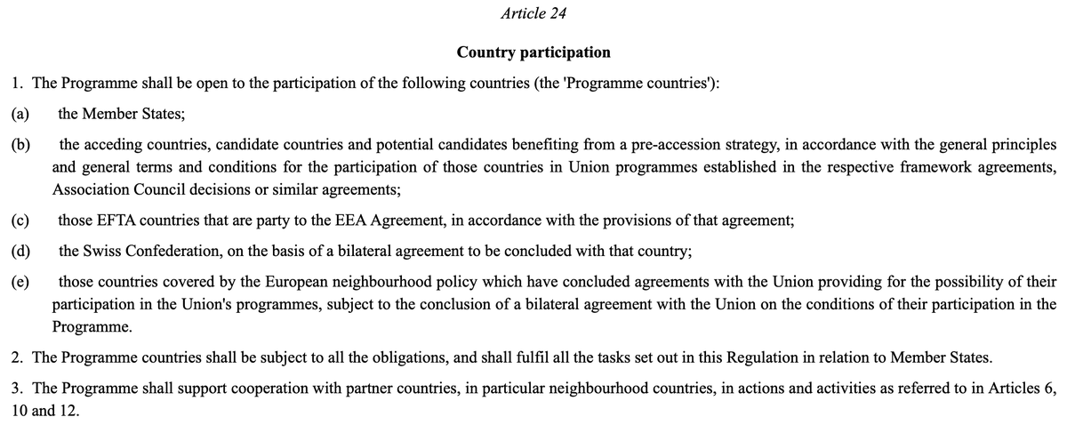 Participation from non-EU states is possible (Art 24). Norway, Iceland, Liechtenstein are in the European Economic Area; Switzerland needs a bilateral agreement. I assume UK would need to be listed similarly to Switzerland in the new Regulation if it wanted to be in. /3
