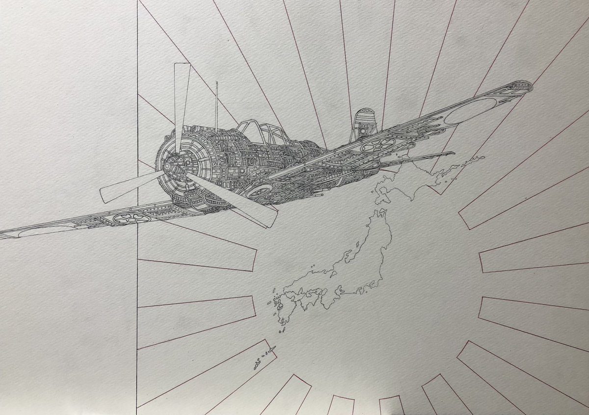 今回戦闘機は長い直線以外のパーツ等に定規をほぼ使わない描き方をしました!
丸みを機体に持たせたかったので初の試みです!
…この文打ってて気づいたんですけど初の試み頻度高いですね? 