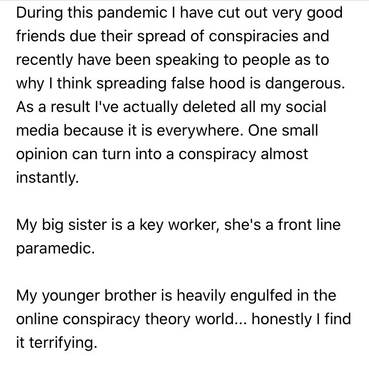 These are just the casualties of viral disinformation that I have reported on and whose stories I’ve investigated.I have received tens of emails from those who say this article hit home. Their families and friends have been impacted by conspiracy theories online this year.
