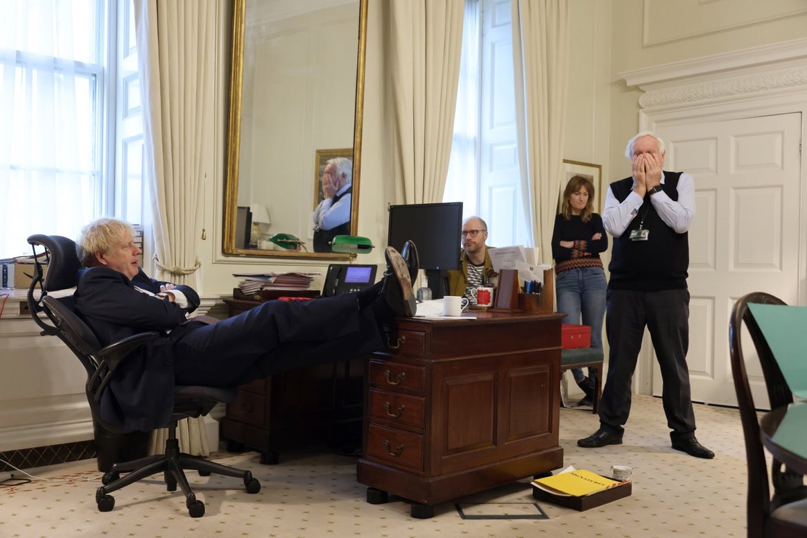 Boris is getting a lot of stick for this photo, which I think is unfair. Tony Blair did it to the same desk in the same office. It’s the PM’s desk in the PM’s office.