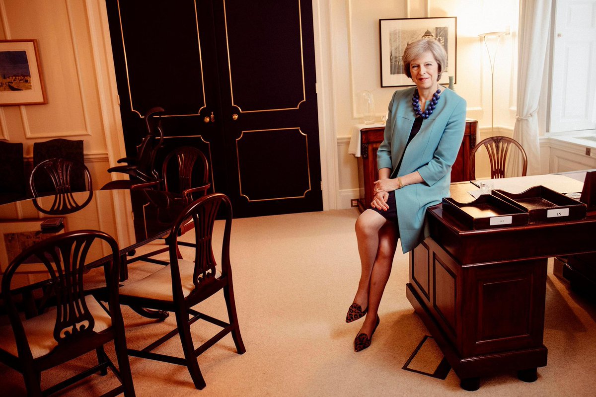 Theresa May liked to sit on that very same desk that Boris and Blair put their feet on.