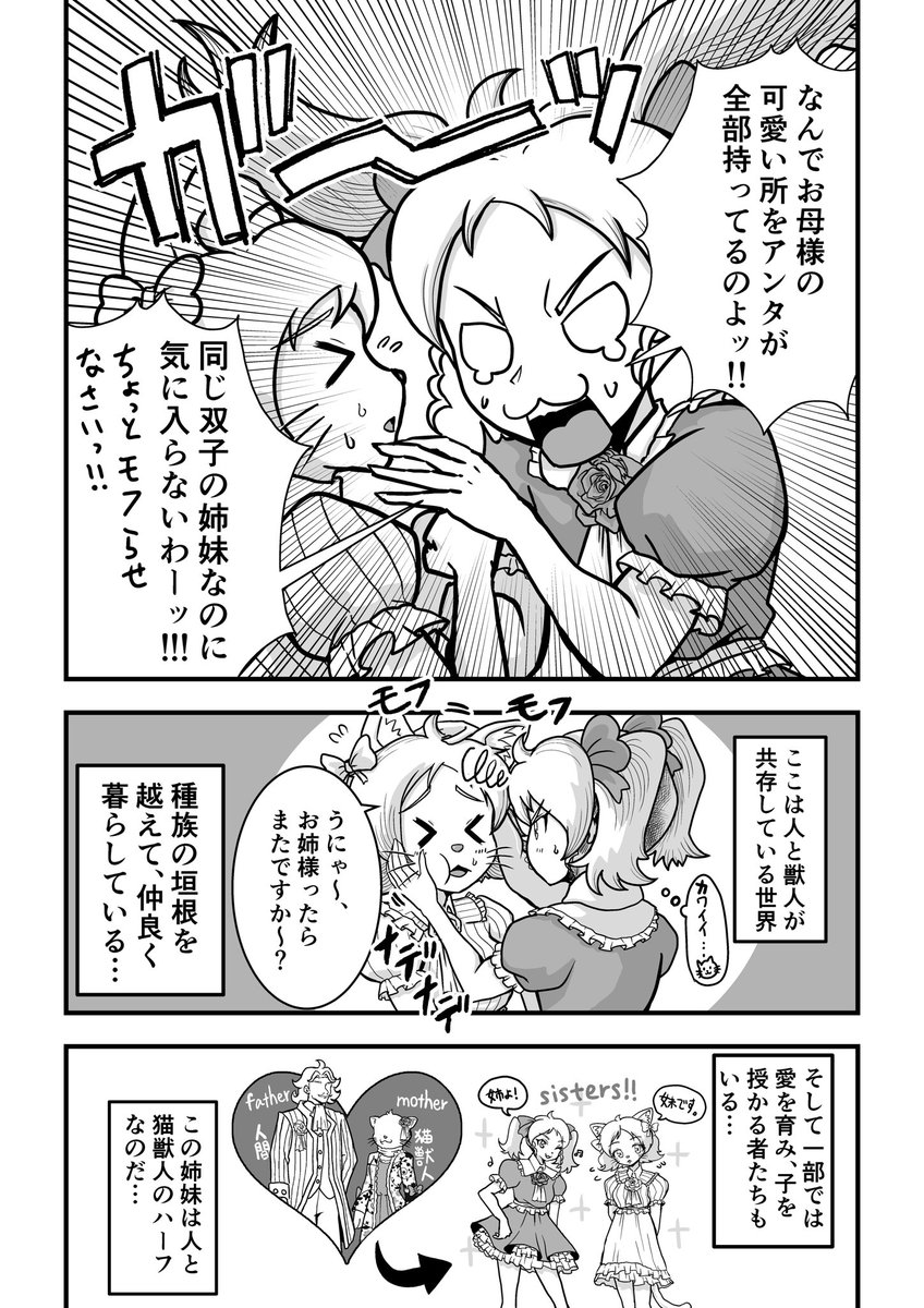 ヒトネコ姉妹
#創作 #漫画 
#漫画が読めるハッシュタグ 