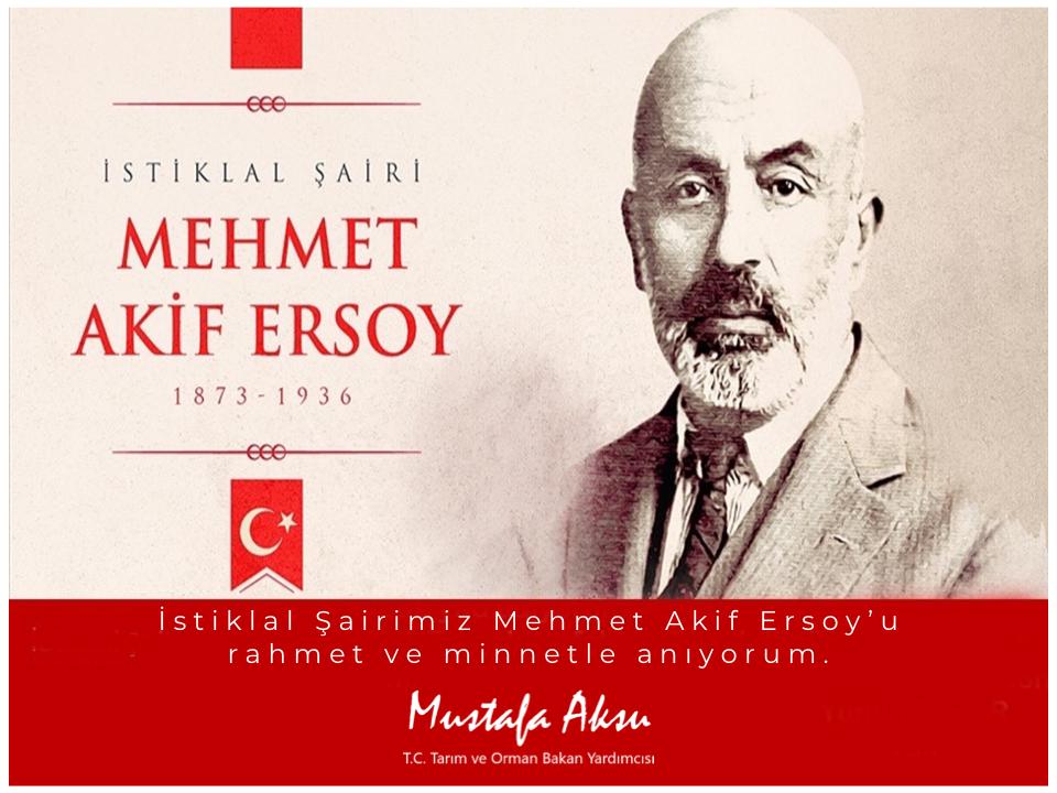 'Hakkıdır, Hakk'a tapan, milletimin istiklâl.' İstiklal Şairimiz #MehmetAkifErsoy'u vefatının 84. yılında rahmet ve minnetle anıyorum. Ruhu şad olsun... 🇹🇷