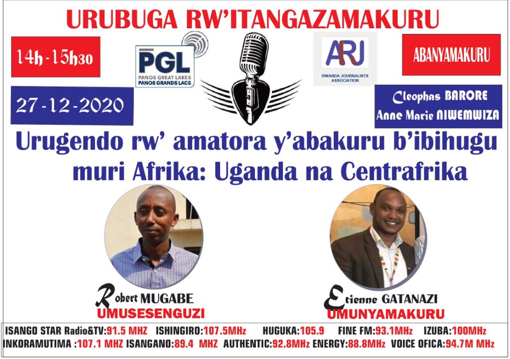 Mwiriwe #RwOT,

Uyu munsi turaganira ku matora y’abakuru b’ibihugu muri Afurika twibanda kuri Santarafurika na Uganda. Abatumirwa bacu ni <a href="/MugabeBob/">Mugabe Bob</a> na <a href="/gat_steeve/">Étienne Gatanazi</a>. Ntimucikwe n’ikiganiro, ni mu kanya saa munani. Murakaramba.