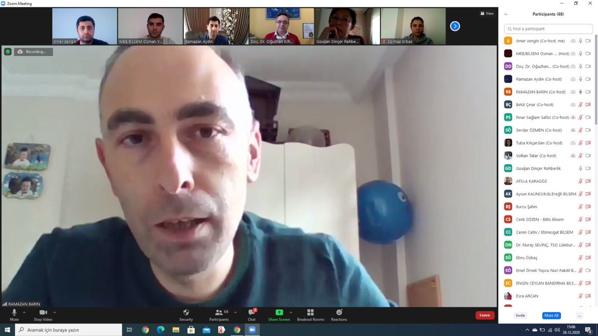 MEB Bilsem psikolojik danışman ve rehber öğretmenlerimize Doç. Dr. Oğuzhan Kırdök tarafından verilen “Özel Yeteneklilerde Kariyer Gelişimi ve Planlaması” konulu çevrimiçi eğitimimizi yoğun katılımla gerçekleştirdik. @BilsemMeb <a href="/tcmeb/">Millî Eğitim Bakanlığı</a> <a href="/mramazanbarin/">Ramazan Barın</a>