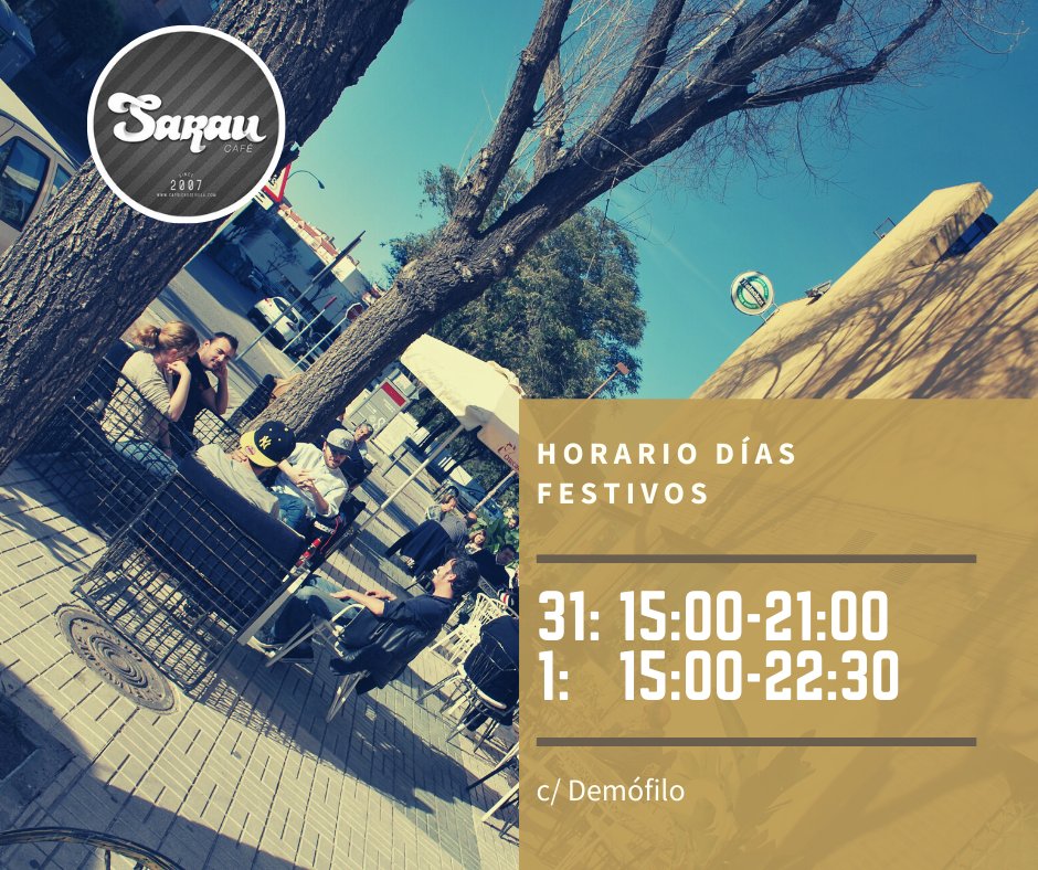 👉 Organiza tus copas de estos nochevieja y año nuevo 👈

🔝 Te esperamos para las copas los días 31 y 1.

Les esperamos en 📍 c/ Demófilo, Sevilla Este.
También disponibles vía ☎️📲.