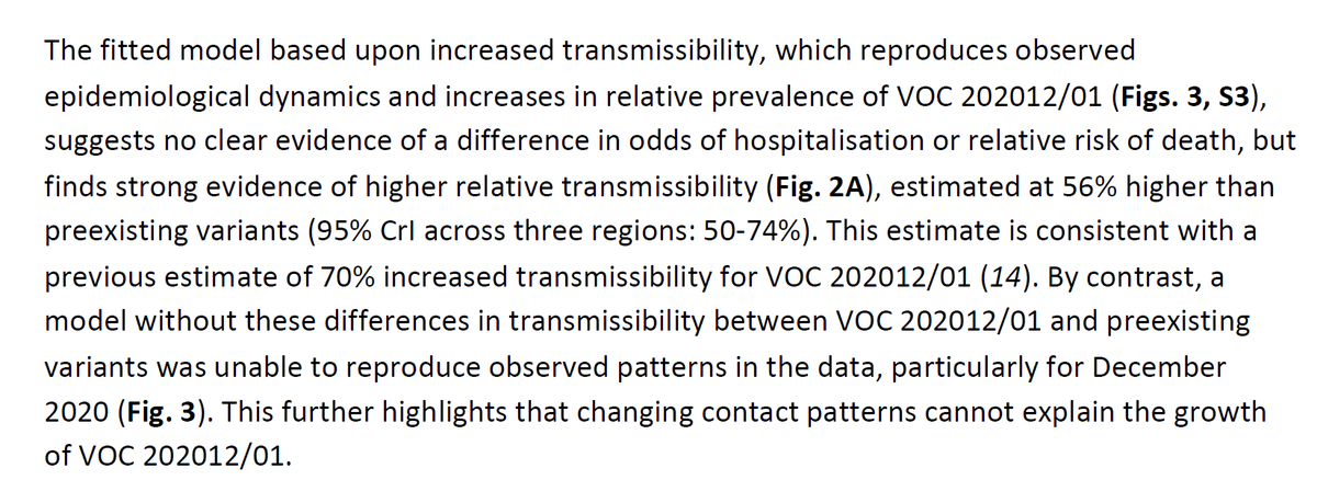 Instead, what the paper does is that they ASSUME there is a second strain which is more infectious and ask *if* this explains the data, then how much more infectious is it. To which the answer is the widely quoted about 70%.