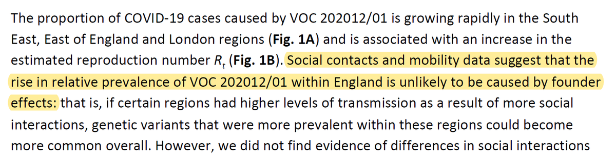 Ok, tweeps, I read the paper (it's not long). Here is my best summary. The paper states it is "unlikely" that the increase in prevalence of the new COVID is due to chance ("founder effect")