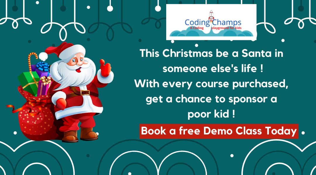 ChampsCoding's tweet image. An initiative towards educated India.
Book a free trial class on : juniorcodingchamps.com
@narendramodi @AUThackeray @PMOIndia @CMOMaharashtra
#freecodingclass #righttoeducation #democlass #christmas #SantaClaus #chancetosponsor
