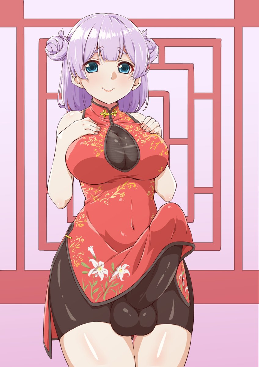 チャイナドレスのふたなり描きました。 