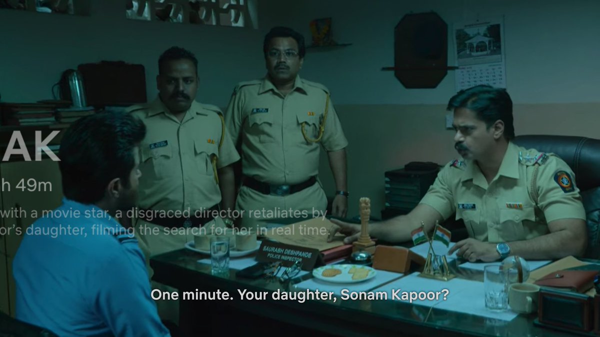 There is a really clever scene at the police station where  @AnilKapoor is a “real actor looking to file a complaint about his kidnapped daughter but no one in the police station takes him seriously”. A great throwback to  @anuragkashyap72's Ugly.