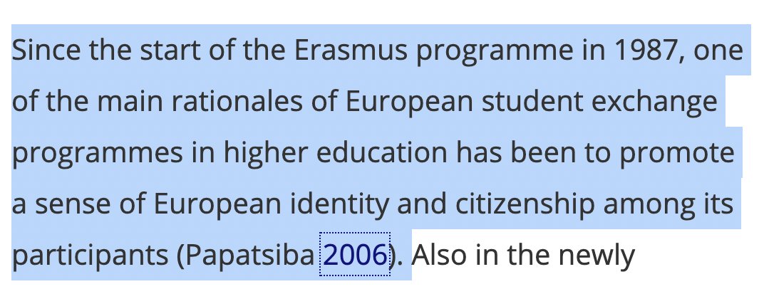 It's unpopular to say this but the Erasmus programme was never about 'broadening horizons' or creating 'global perspectives'.It was an EU social identitarian project funded in order to create a *European* identity.( https://www.tandfonline.com/doi/full/10.1080/13511610.2018.1495064# /  https://www.tandfonline.com/doi/abs/10.1080/03050060500515785)