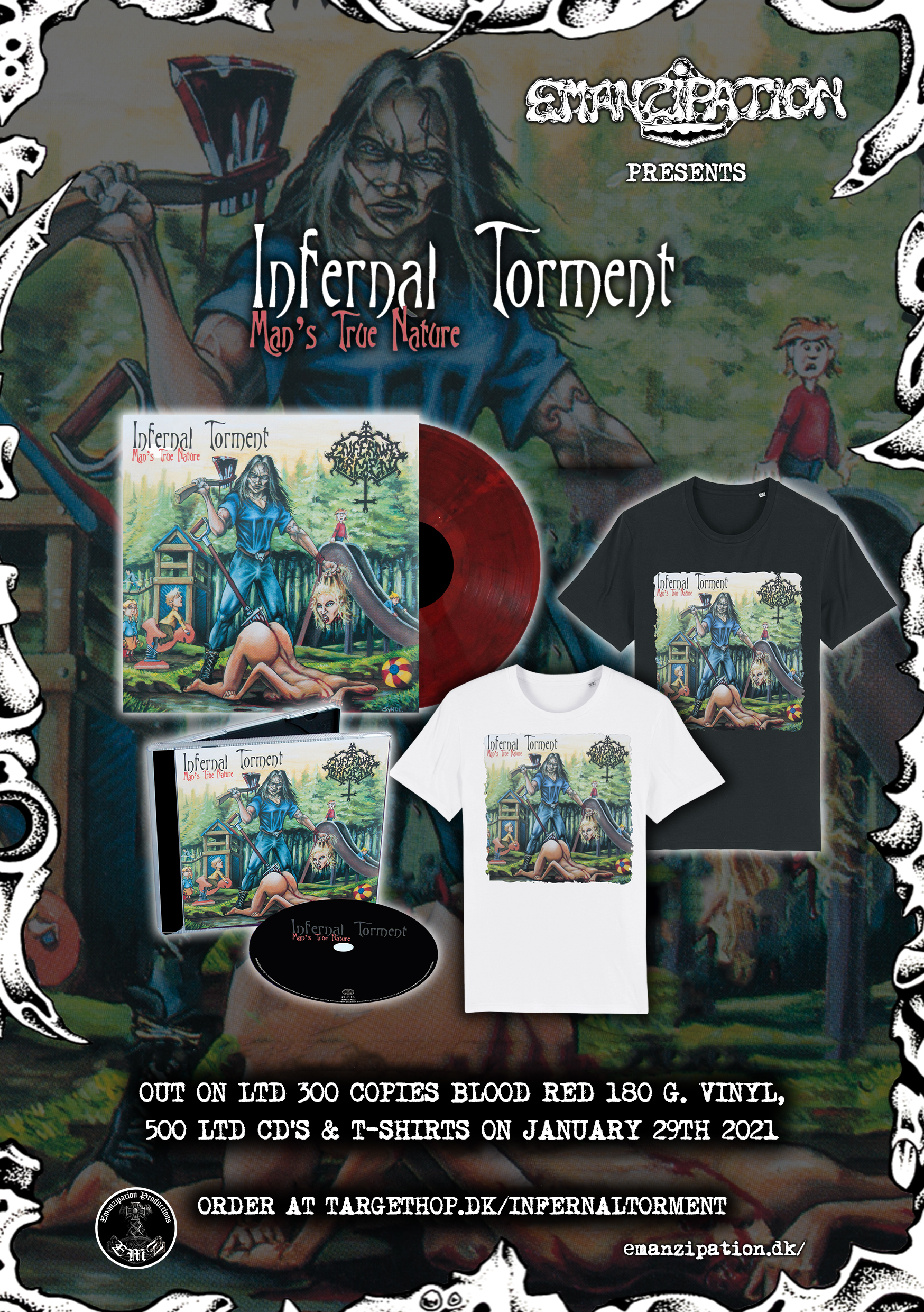 Emanzipation Productions on Twitter: selling out, the previously announced three different colours LP (yellow, green and "Man's True Nature", Infernal Torment infamous opus, will now get new formats on