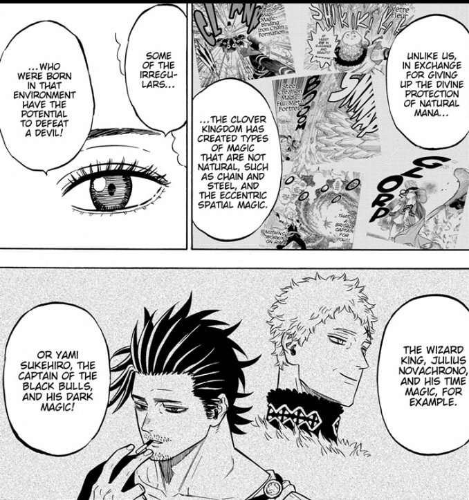 - Hopefully we get to know why the Clover Kingdom gave up the divine protection of natural mana - creation of irregular magic•Examples of irregular magic - painting magic, mercury magic