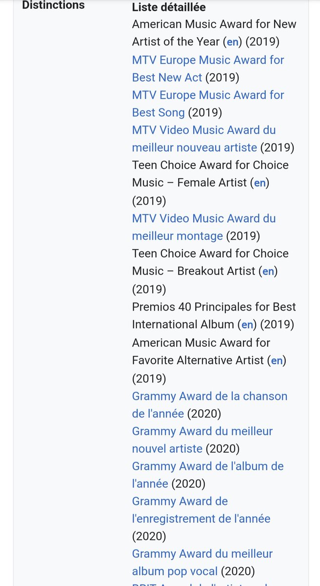 EN À PEINE 3 ANS, Billie enchaîne les consécrations et les récompenses. Elle a en outre été la première musicienne née au 21eme siècle à être en tête du Billboard Hot 100, ainsi que la plus jeune chanteuse figurant en tête de ce classement en dix ans.