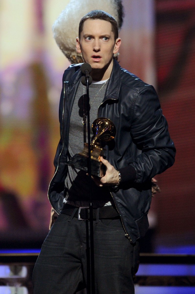 Eminem accepts an award onstage during The 53rd Annual GRAMMY Awards held at Staples Center on February 13, 2011 in Los Angeles, California.
