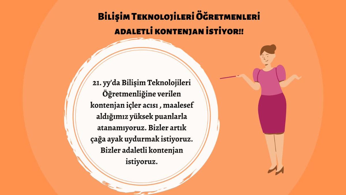 BilişimŞart İkiBinHak
Bugünün teknolojik açıdan en donanımlı öğretmenleri bilişim ve teknolojileri öğretmenleridir. 183 verilerek bilişim ve teknolojileri öğretmenleri göz ardı edilmektedir. Uzaktan eğitimi konuştuğumuz dönemde yüksek kontenjan verilmelidir 
<a href="/ziyaselcuk/">Ziya Selçuk</a>