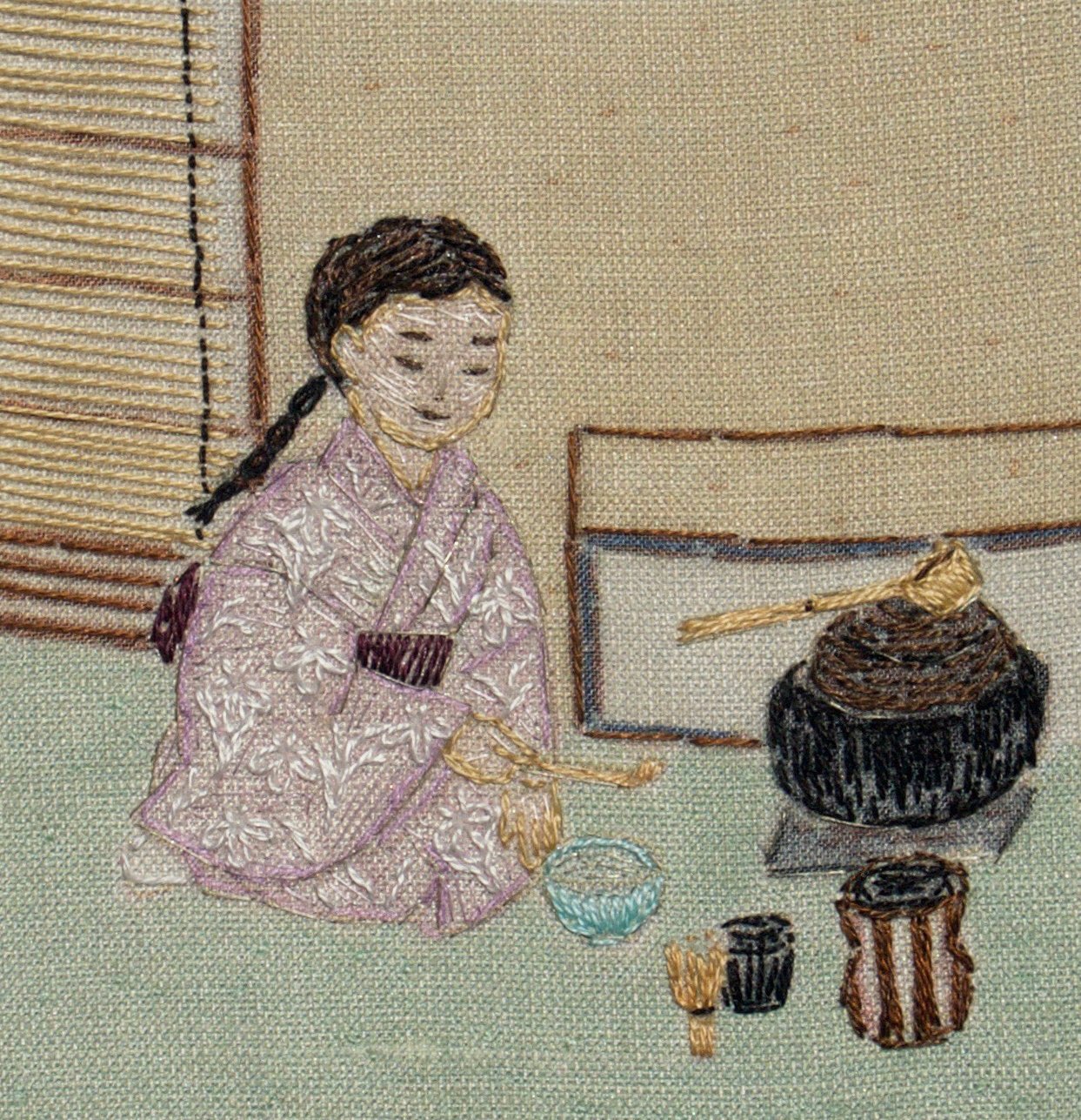 Marron 刺繍画家 イラストレーター Pa Twitter 来年は茶道や和をテーマに刺繍もしたい 茶道関係の刺繍イラストのお仕事してみたい 昔はお濃茶は 習い始めて10年目から と言われていたそうです 恥をかかずにお抹茶をいただけるようになりたい だけで習い始めた