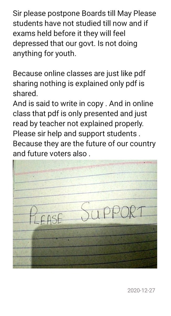 MansiK28185568's tweet photo. @atc_iitjee_neet @narendramodi @AmitShah @yadavakhilesh @aajtak @abpnewshindi @indiatvnews @aajtak , @TV9Bharatvarsh , @DrRPNishank , @ndtv , @ZeeNews , @News18_UK , @NewsNation ,@narendramodi ,@RahulGandhi
#Postpone_Boards_Till_May
#Support_Students https://t.co/9lIzeHrR13