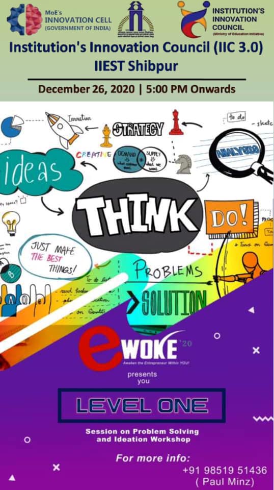 iiest_s's tweet photo. #E woke   Awakening Entrepeneurship within you:
at #IIESTS 26-27 Dec.  Workshops, ideation competition for entrepreneurship organised.   Exciting event for all undergraduates , conceptualised and organised by them and for them.
@mhrd_innovation @DrRPNishank @OfficeOfSDhotre https://t.co/BAQapUo76p