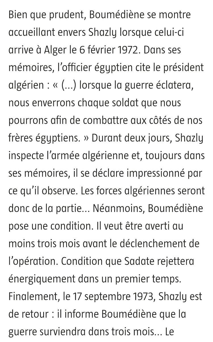 Boumediène boycott le sommet de Khartoum en 1967, l'Algérie étant le chef de file du front du refus.De 69 à 70, l'Algérie offre un soutien militaire à l'Egypte lors de la guerre d'usure.En octobre 1973, l'Algérie soutient militairement l'Égypte durant la guerre du ramadan.