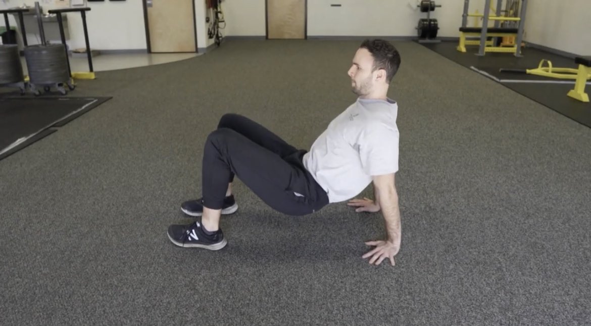 into the front ribs.Another great exercise is crab position breathing. This naturally pushes the shoulders back and air into the front ribcage while stretching the pecs.Keep obliques engaged as you inhale.Try both of those then re-test your shoulder internal rotation!