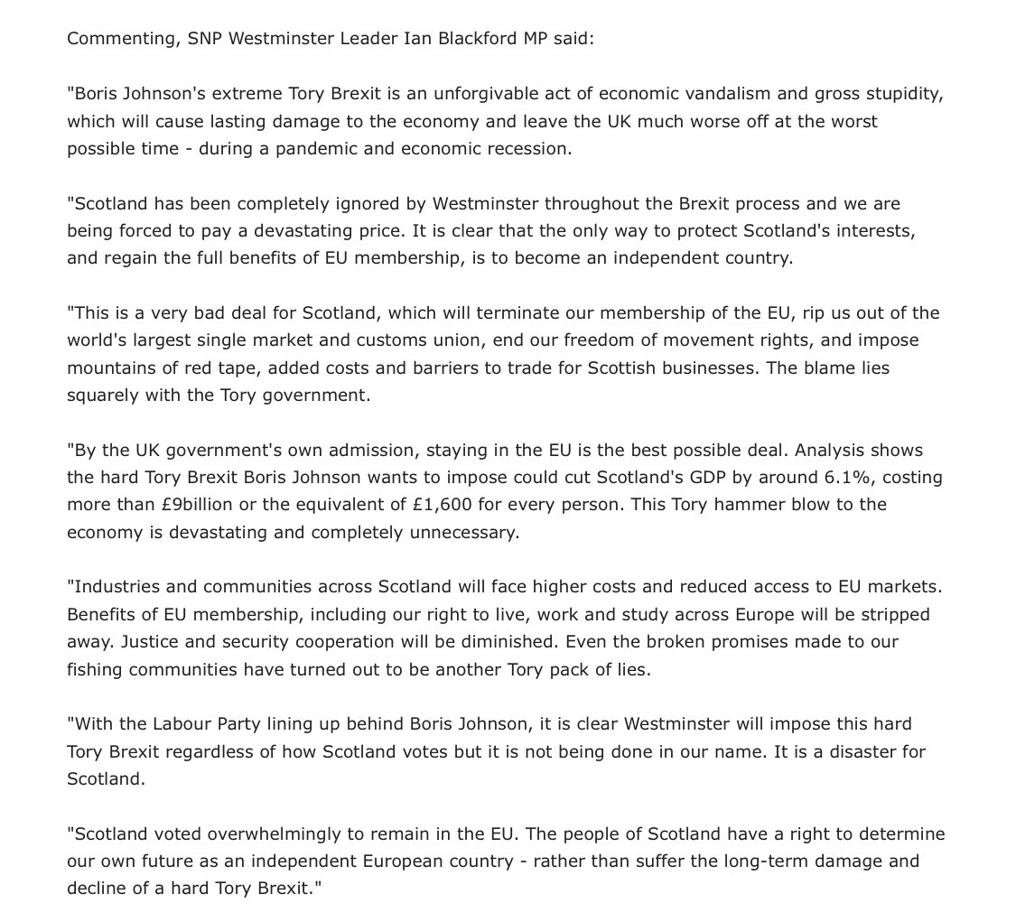 StephenFlynnSNP's tweet photo. I’ll be voting against Tory plans to force a hard Brexit on Scotland next week. Aberdeen has long been projected to be the city hardest hit by leaving the EU and with Labour meekly backing Boris it’s never been clearer that our future needs to be in our own hands. #BrexitDeal https://t.co/9voFmte7tT