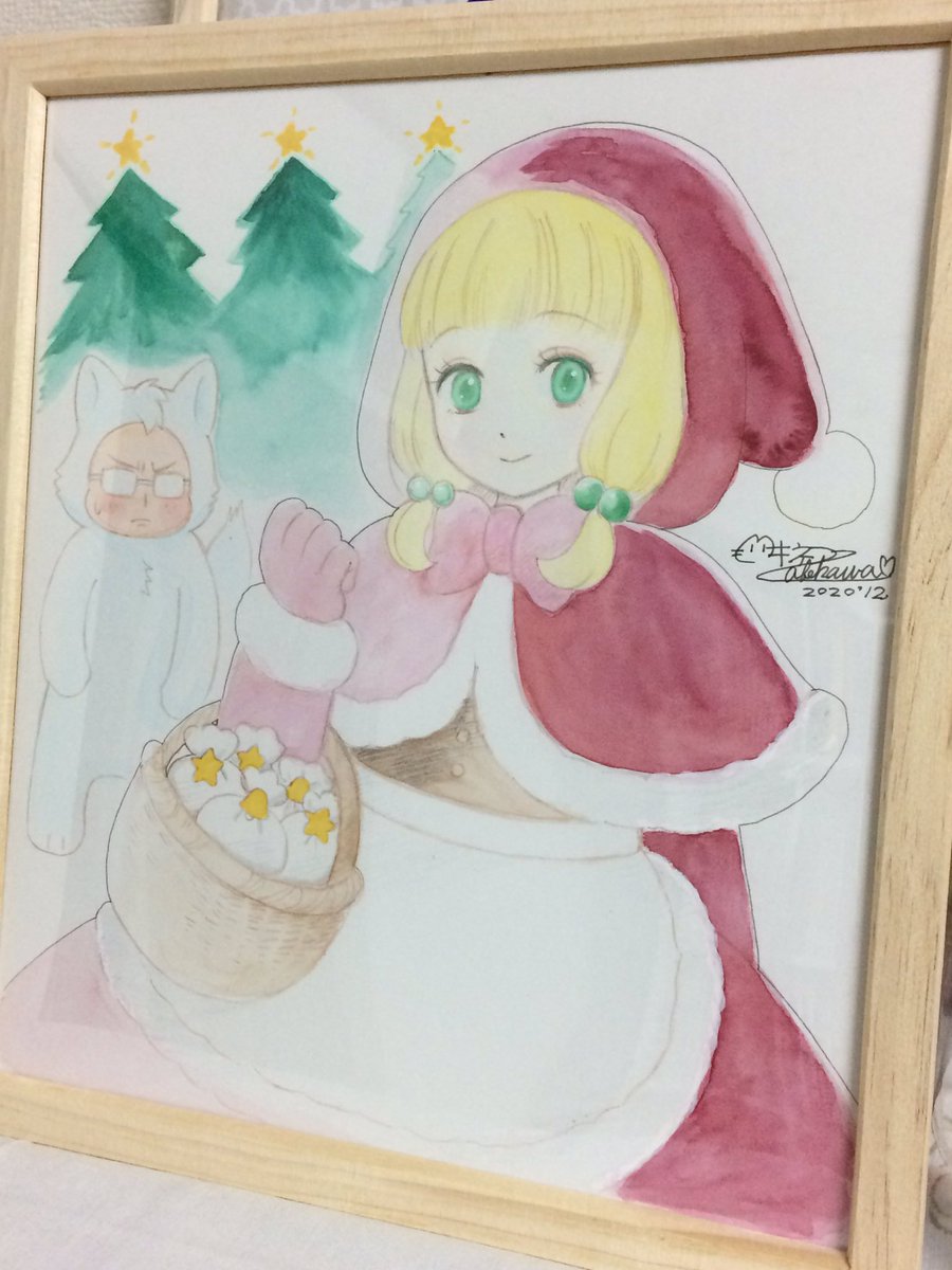クリスマス少年2点とお菓子な片思いの二色カラー、牧ちゃん赤ずきんサンタの書き下ろし色紙は多分あります。ある…はず…! 