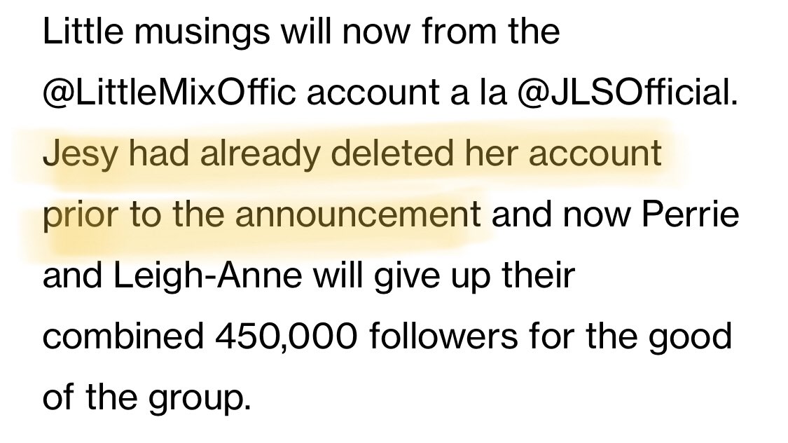 before their first single release, the girls had individual twitter accounts. due to haters who attacked each members for personal reasons, jesy’s appearance was the center of their attention. again. their personal accounts got deleted and they decided to use one main account