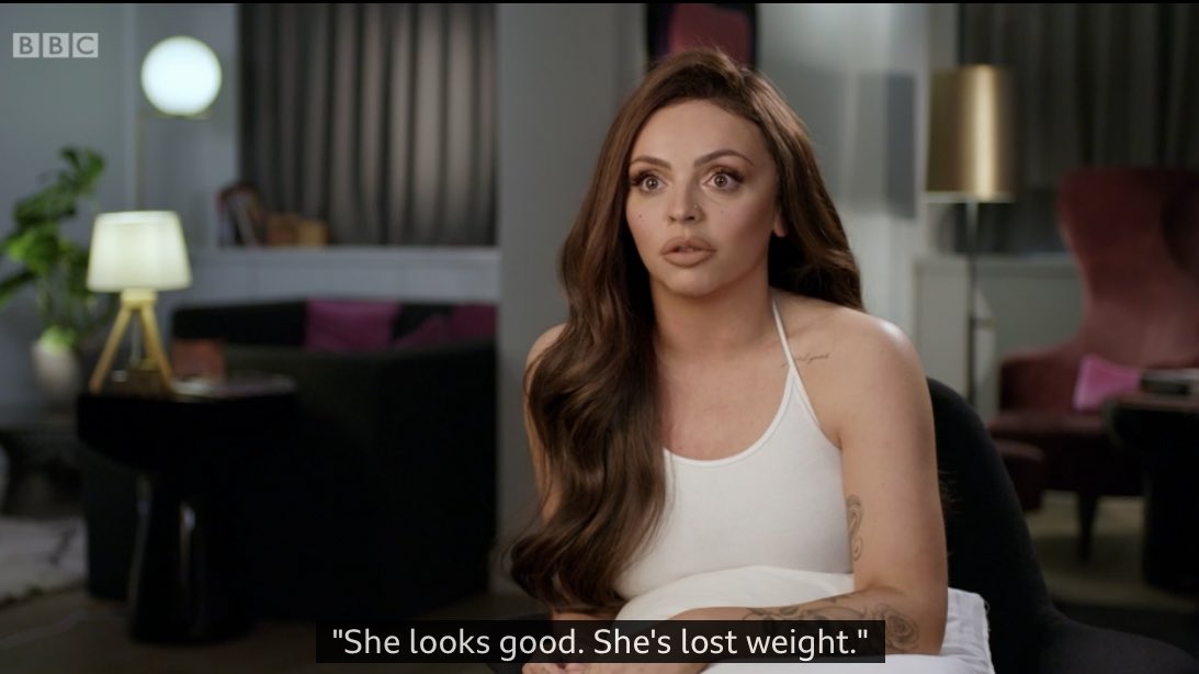 time passed and lm gained exposure. still one thing obsessed jesy: her appearance. she started to believe words thrown at her and lost weight. one night after performing their new single "move" for the first time, she was excited to receive praise. but it happened differently