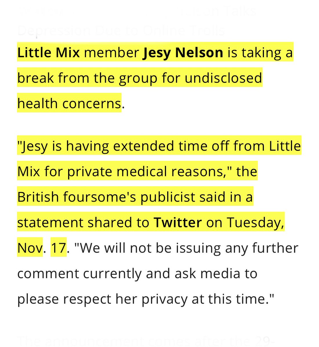 she went to therapy and gained her confidence back slowly. she found her true happiness again. however recently, before the end of the year she took a break from the group for health reasons and months later she decided to leave little mix