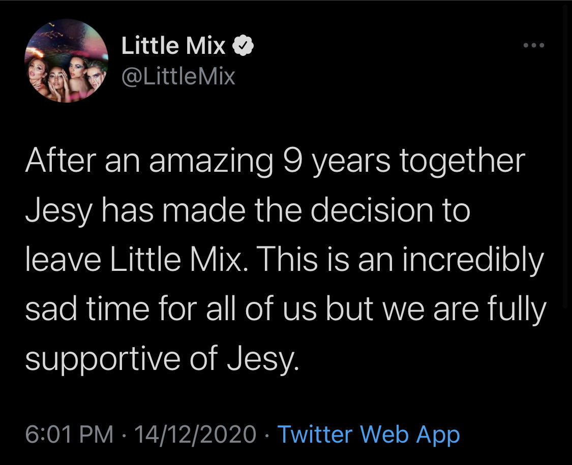 she went to therapy and gained her confidence back slowly. she found her true happiness again. however recently, before the end of the year she took a break from the group for health reasons and months later she decided to leave little mix