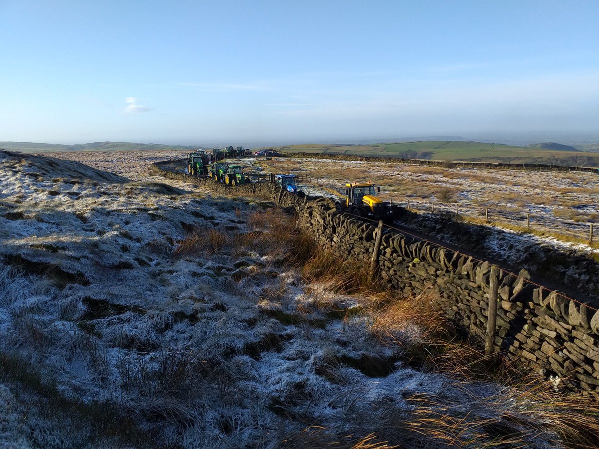Very wintery this morning up Shining Tor, but not Storm Bella weather at least. Met the annual tractor parade at Pym Chair