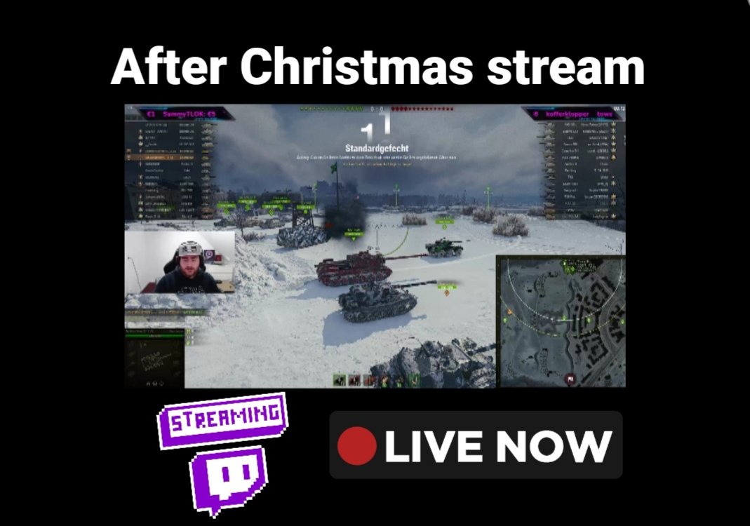 Nach dem ganzen Festtags/Familien trouble endlich mal paar entspannte Runden fahren. 🤩 Was macht ihr feines.?
Live now schaut vorbei auf #twitch. twitch.tv/sgt_waschbaer.  #followme

#twitchde #supportsmallstreamers #livestream #gaming #afterchristmas #WorldOfTanks