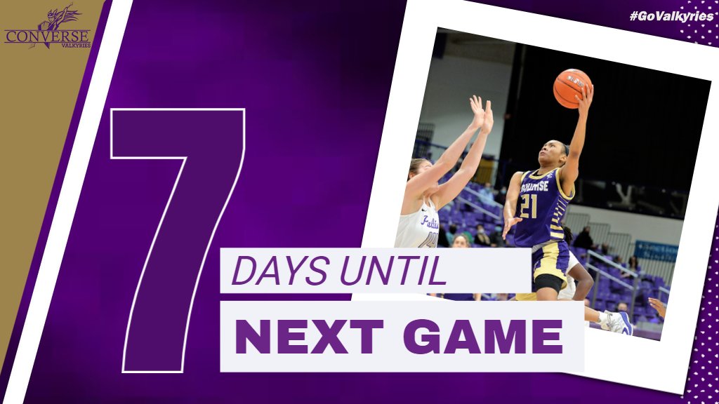 In just 7 days, Converse Women's Basketball returns to action at UNC-Greensboro on 1/3/20 at 2:00pm. @Valkyries_WBB <a href="/jbrunelli/">Jim Brunelli</a> @MendyMcNeese32 <a href="/ConfCarolinas/">Conference Carolinas</a> <a href="/JennBellAD/">Jenn Bell</a> <a href="/rloggins77/">Randy Loggins</a>