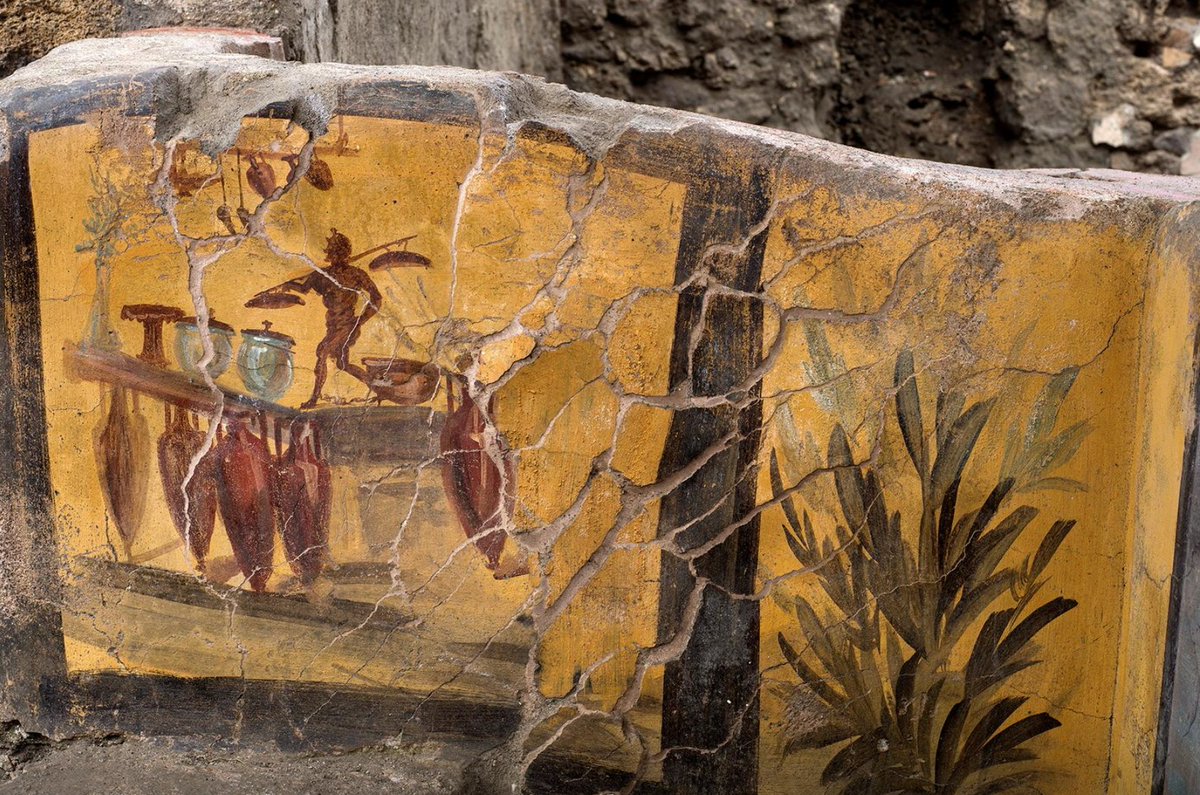 Other views of Pompeii “street food” shop recently uncovered by archaeologists after being buried by volcano in 79 AD. via  @reuters.  https://www.reuters.com/article/italy-pompeii/archaeologists-uncover-ancient-street-food-shop-in-pompeii-idUSKBN2900D3