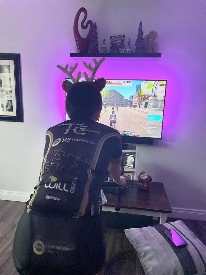 As Storm Bella rages outside Faith takes time to spin the legs in Christmas style 🎅 she may join the DingleWren later on tonight 😎😂 Empowerment Plus - Youth, Family &amp; Community Support Services Will Design Studio Spin11- Custom ProWear For You