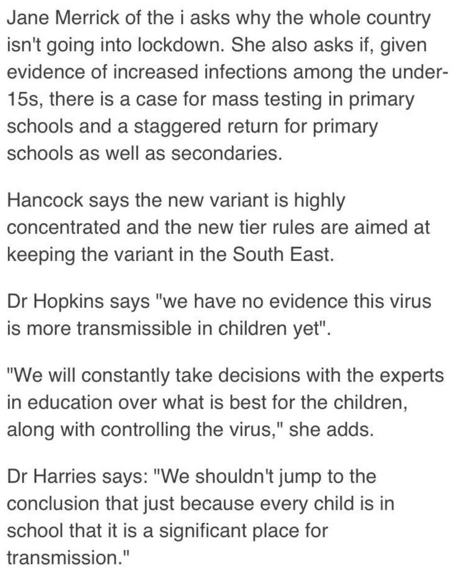 Previous claim by Prof Neil Ferguson apparently rebutted by Dr Susan Hopkins at a later press conference who says 'we have no evidence this virus is more transmissible in children yet.'