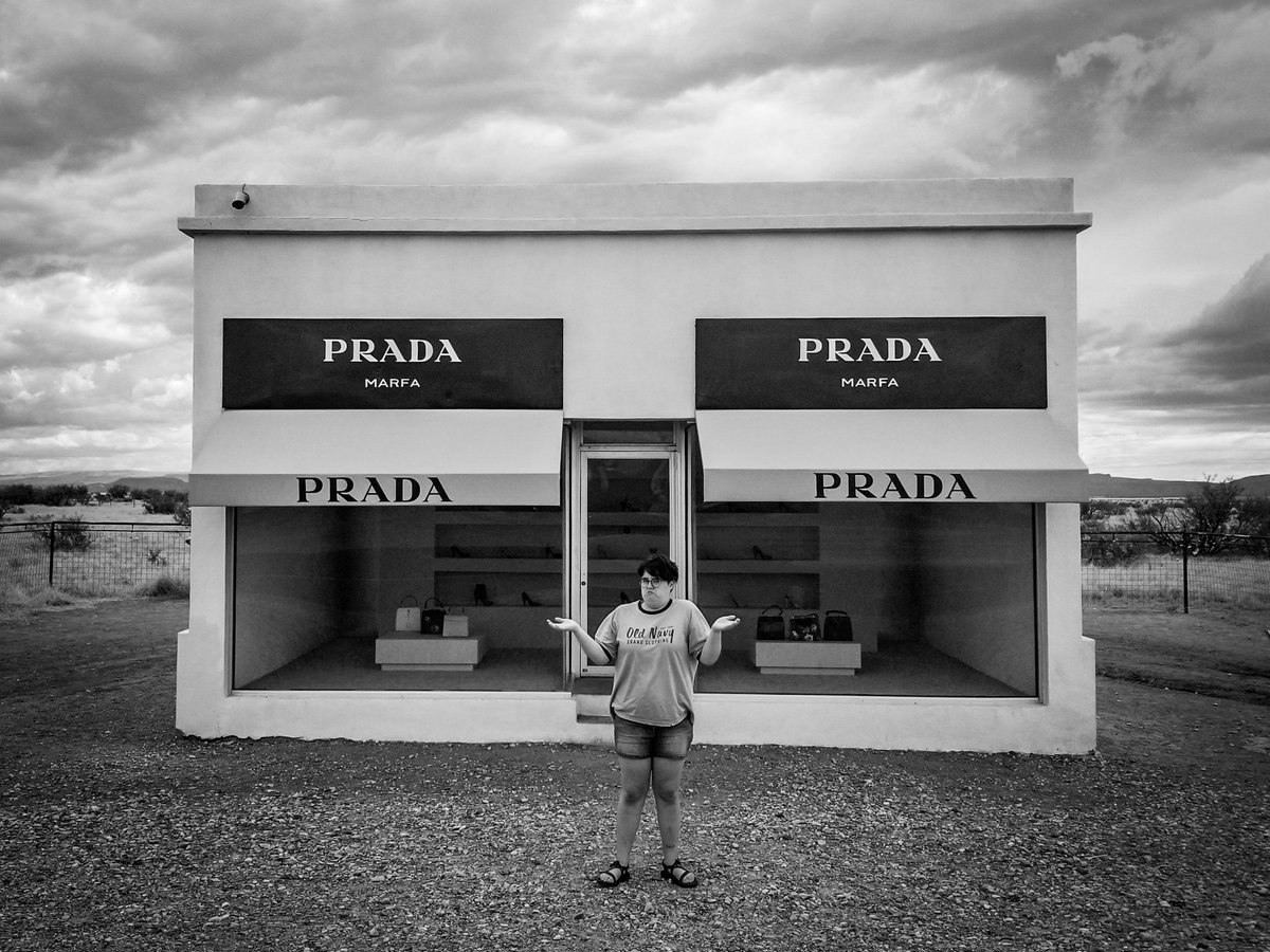 an old cinder block building owned by the railroad that an unknown artist adorned with a Target logo in a supposed reply to the Prada Marfa installation farther west in Valentine. Both of those installations have become the stuff of internet legend, (5/11)